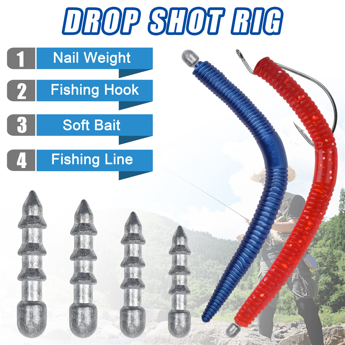 60PCS Nail weights Worm Fishin - Fishing Equipment Lures recension och pris