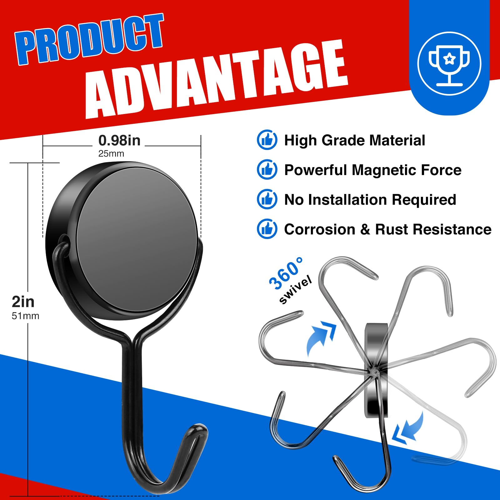 Magnetic Hooks Swivel Swing, 6 - Fishing Swivel Connector recension och pris